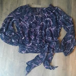 White House Black Market sheer blouse size 4